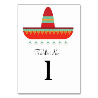 Tablecard for fiesta or wedding table number