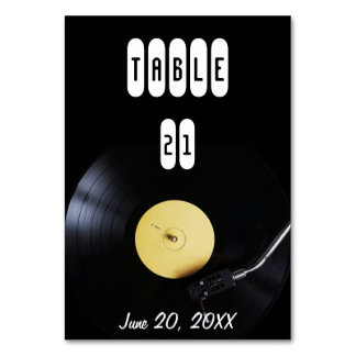 TableCard: Vinyl Record on Turntable. Retro theme Table Number