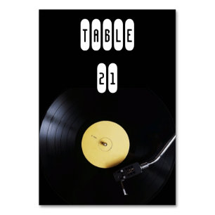 TableCard: Vinyl Record on Turntable. Retro theme Table Number