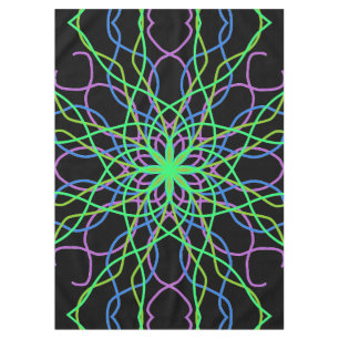 Tablecloth, Black Green Kaleidoscope Flower Tablecloth
