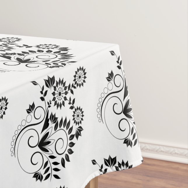 Tablecloth-Black Vine Flower Tablecloth (In Situ)