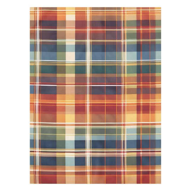 TableCloth Colourful Plaid Fall Autumn Thanksgivin (Front)