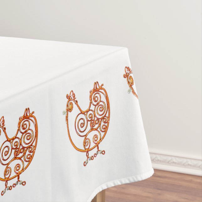 Tablecloth - Copper Wire Chickens (In Situ)