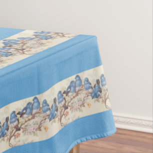 Tablecloth Floral Birds Blue