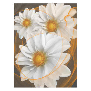 Tablecloth Flowers White Black Orange