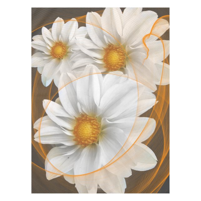 Tablecloth Flowers White Black Orange (Front)