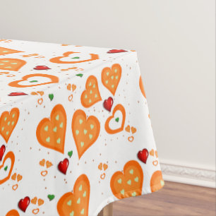 Tablecloth Orange Hearts