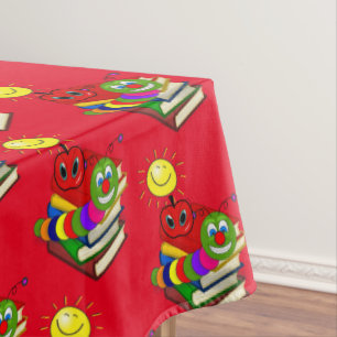 Tablecloth Red Bookworm Books Apple
