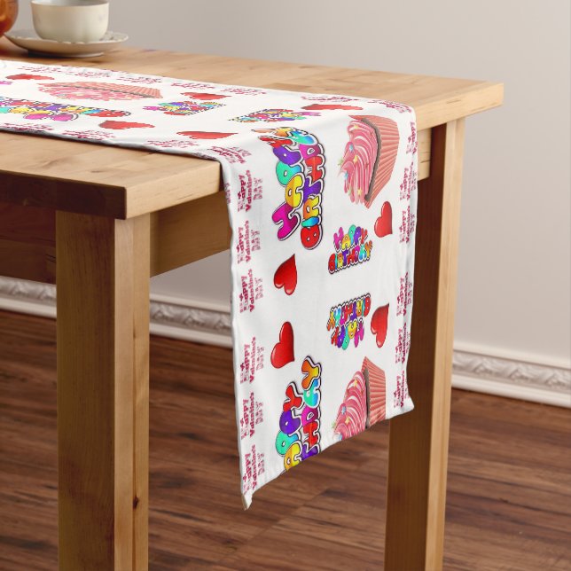 Tablecloth Runner Happy Birthday Valentine's Day  (In Situ)