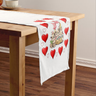 Tablecloth Runner Valentines Kitten