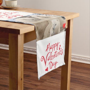 Tablecloth Runner Valentines Polar Bear