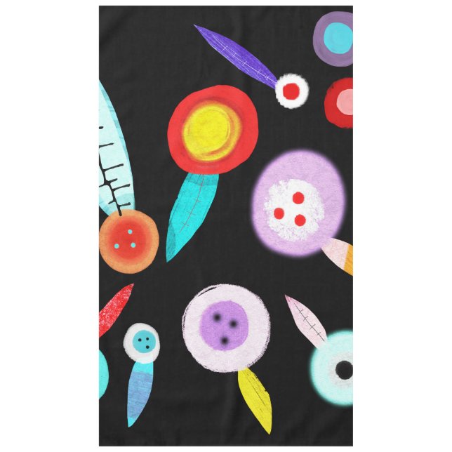Tablecloth Square Designer Black Flowers (Front)