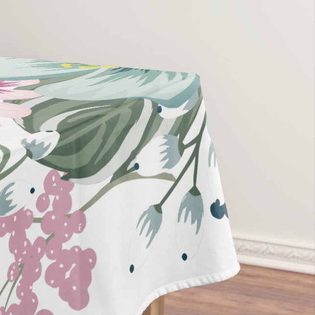 Tablecloth Tropical Flowers on White (In Situ)