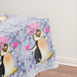 Tablecloth Valentine's Day Penguin Hearts