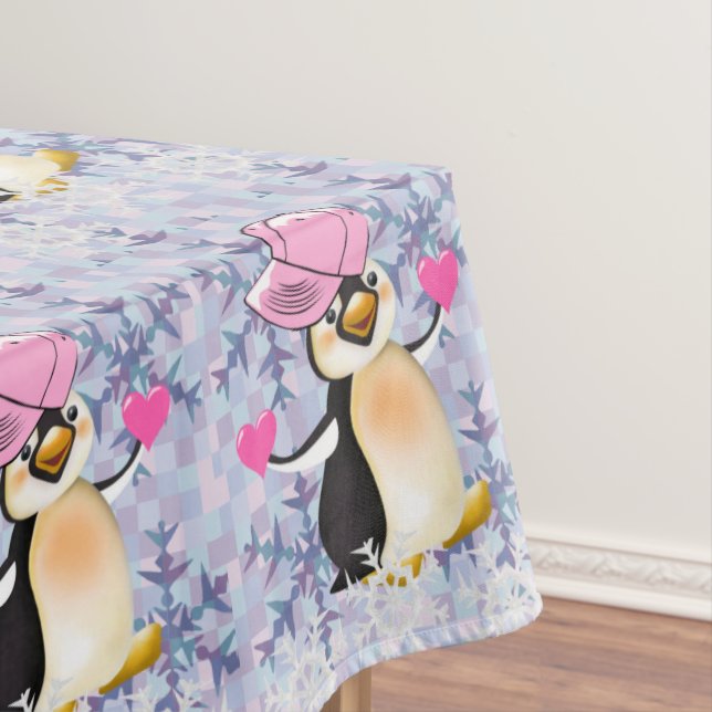 Tablecloth Valentine's Day Penguin Hearts (In Situ)