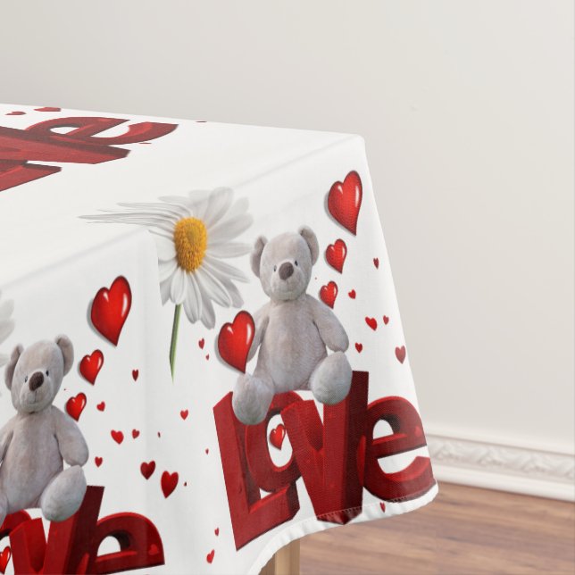 Tablecloth Valentine's Day Teddy Bear (In Situ)