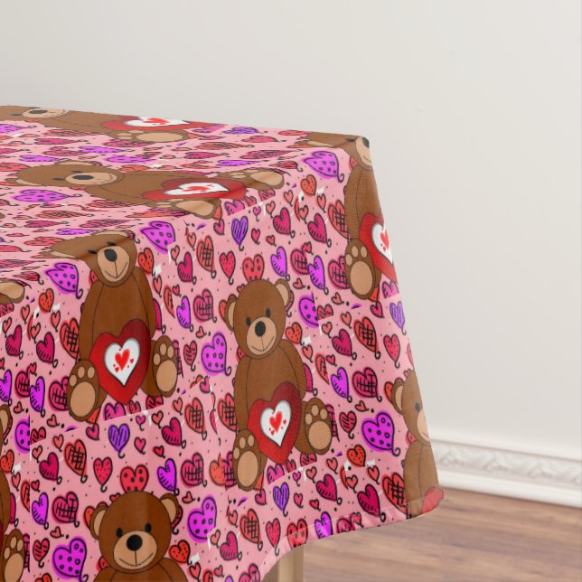 Tablecloth Valentine's Day Teddy Bear (In Situ)