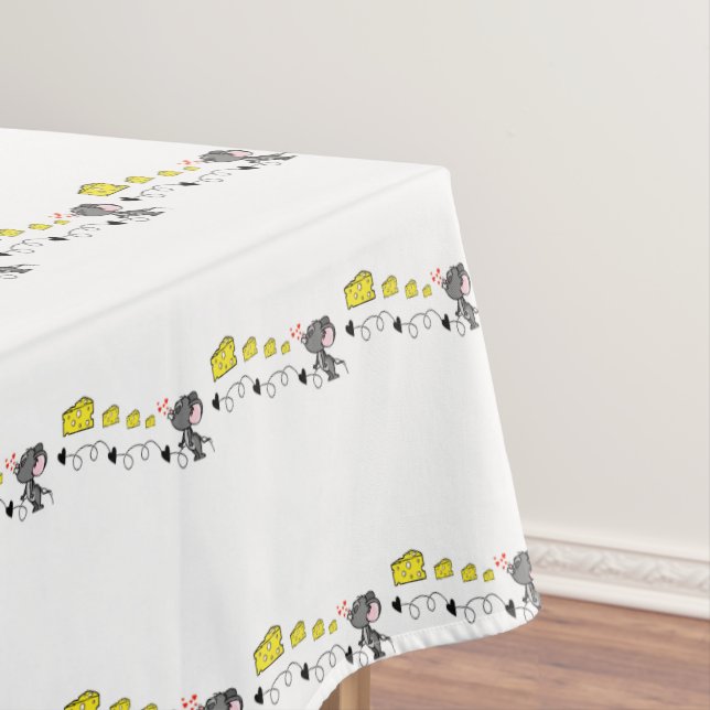 Tablecloth White Cheese Mouse Hearts Yellow (In Situ)