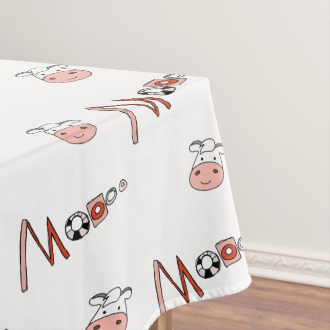 Tablecloth White Cows Moo Farmers  (In Situ)