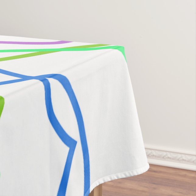 Tablecloth, White Green Kaleidoscope Flower Tablecloth (In Situ)