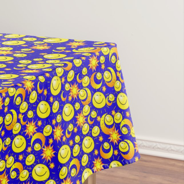 Tablecloth Yellow Orange Stars Sun Moon Blue (In Situ)