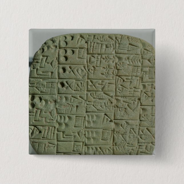 Tablet with cuneiform script 15 cm square badge (Front)