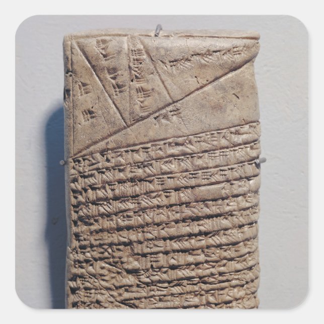 Tablet with fourteen lines of a mathematical text square sticker (Front)