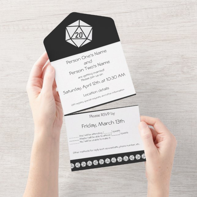 Tabletop Chic in Black All In One Invitation (Tearaway)