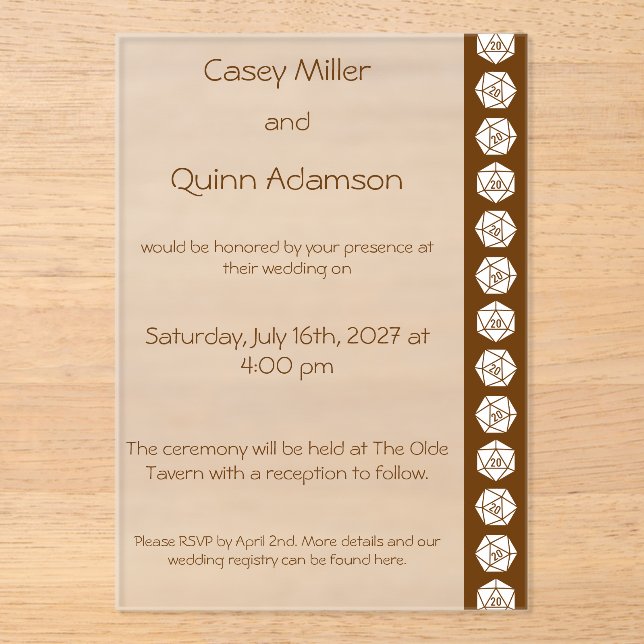 Tabletop Chic in Chocolate Acrylic Wedding  Invitations (Front)