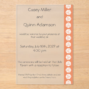 Tabletop Chic in Coral Acrylic Wedding Invitations