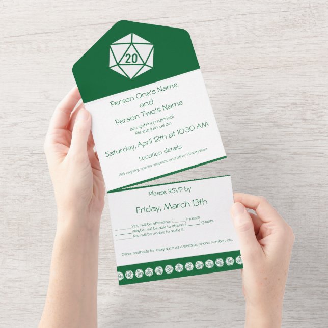 Tabletop Chic in Green All In One Invitation (Tearaway)