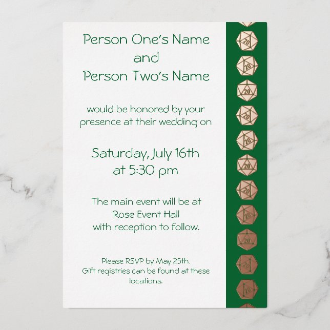 Tabletop Chic in Green Foil Invitation (Front)