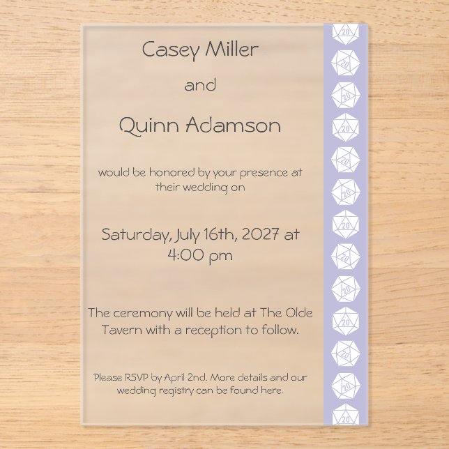 Tabletop Chic in Lavender Acrylic Wedding  Invitations (Front)