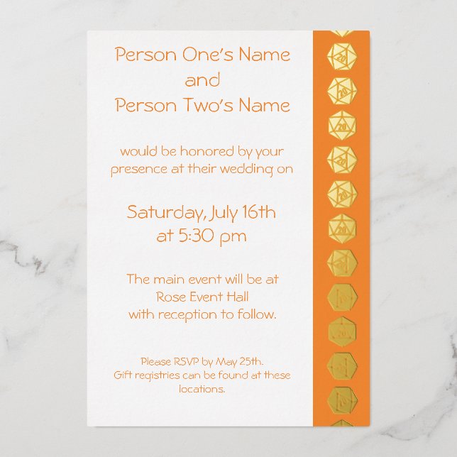 Tabletop Chic in Orange Foil Invitation (Front)