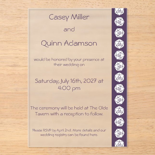 Tabletop Chic in Purple Acrylic Wedding  Invitations (Front)