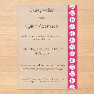 Tabletop Chic in Raspberry Acrylic Wedding Invitations