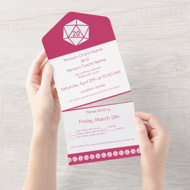 Tabletop Chic in Raspberry All In One Invitation (Tearaway)