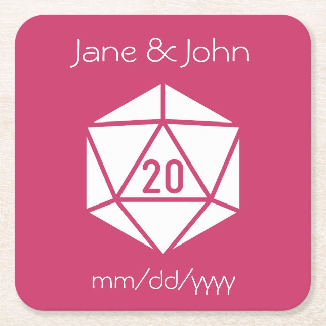 Tabletop Chic in Raspberry Paper Coaster (Front)