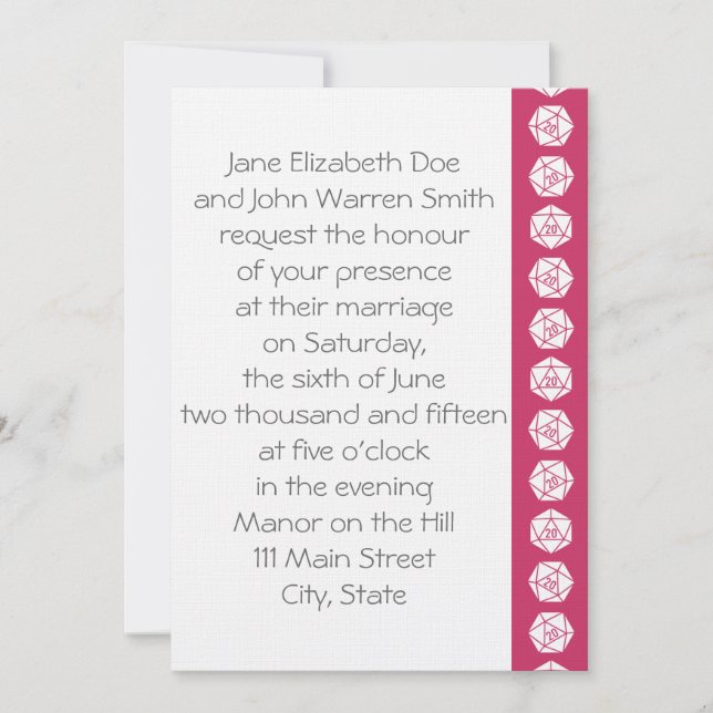 Tabletop Chic in Raspberry Wedding Invitation (Front)
