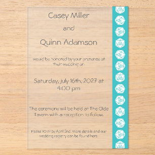 Tabletop Chic in Turquoise Acrylic Wedding Invitations