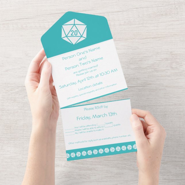 Tabletop Chic in Turquoise All In One Invitation (Tearaway)