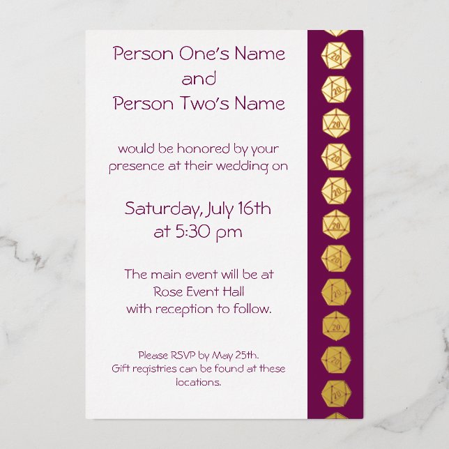 Tabletop Chic in Wine Foil Invitation (Front)