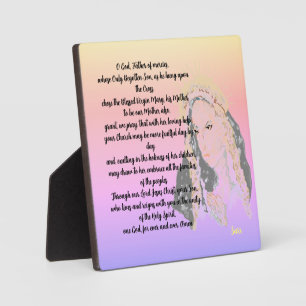 Tabletop  Easel With Canvas ;  Prayer  Virgin Mary Plaque