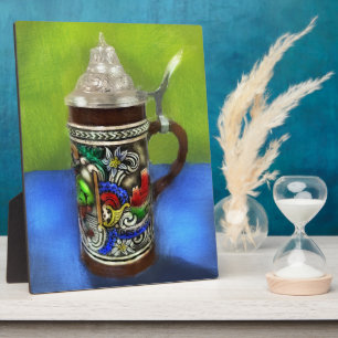 Tabletop Plaque Beer Stein Photo Art Blue Green