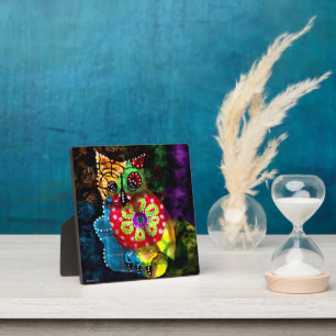 Tabletop Plaque Whimsical Abstract Owl Folk Art