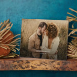 Tabletop Plaque with Easel<br><div class="desc">A simple rustic couple newlyweds photo with wedding date.Customise with your own favourite photo.</div>