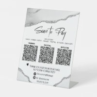 *~* Tabletop QR 3 PAYMENT Table Tent SILVER AGATE