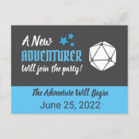 Tabletop RPG Blue Pregnancy Announcement Postcard