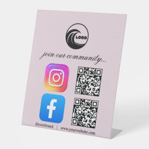 Tabletop Signs Social Media Instagram Facebook QR