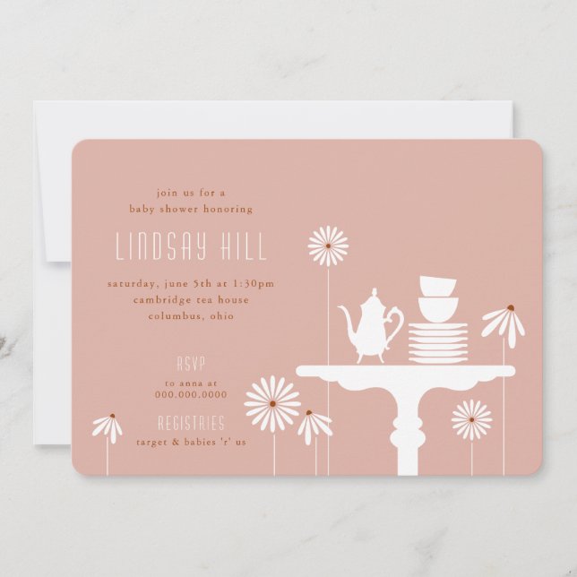 Tabletop Tea Floral Baby Shower Invitation (Front)
